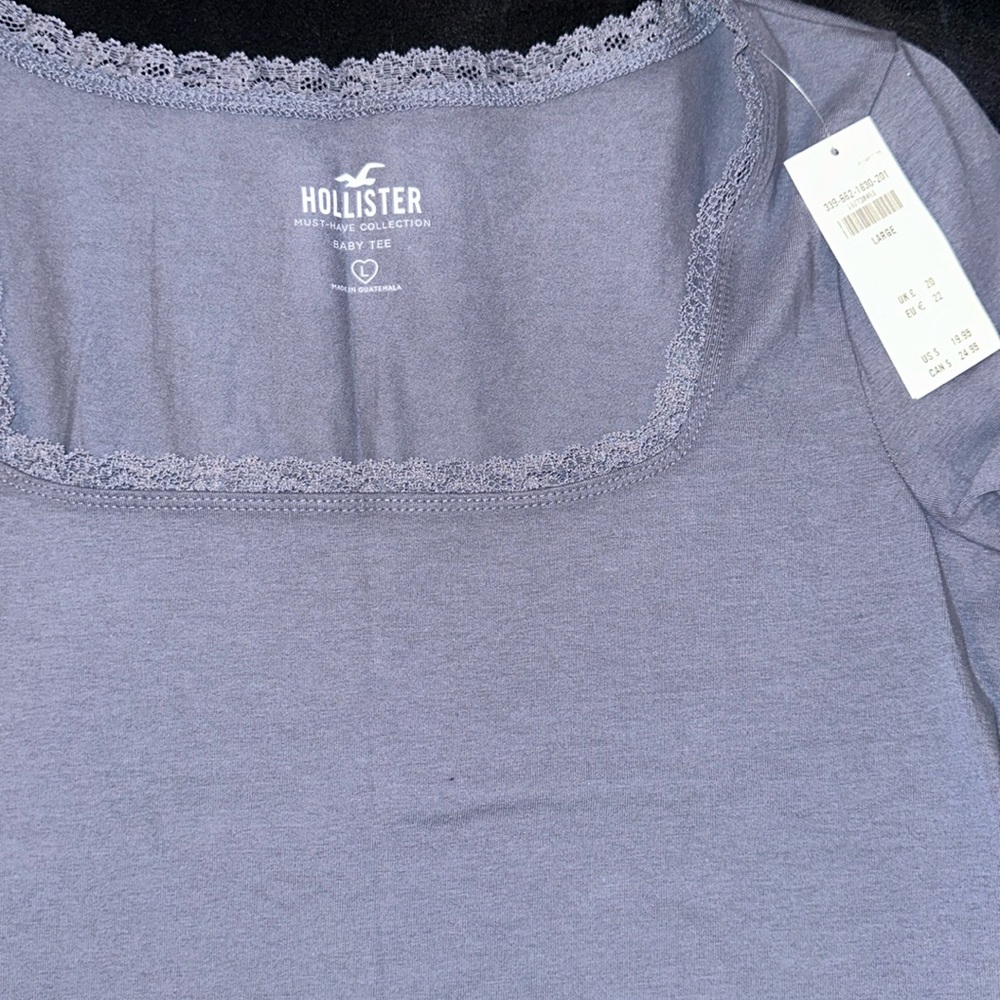 Greyish/blue Holister baby tee with lace